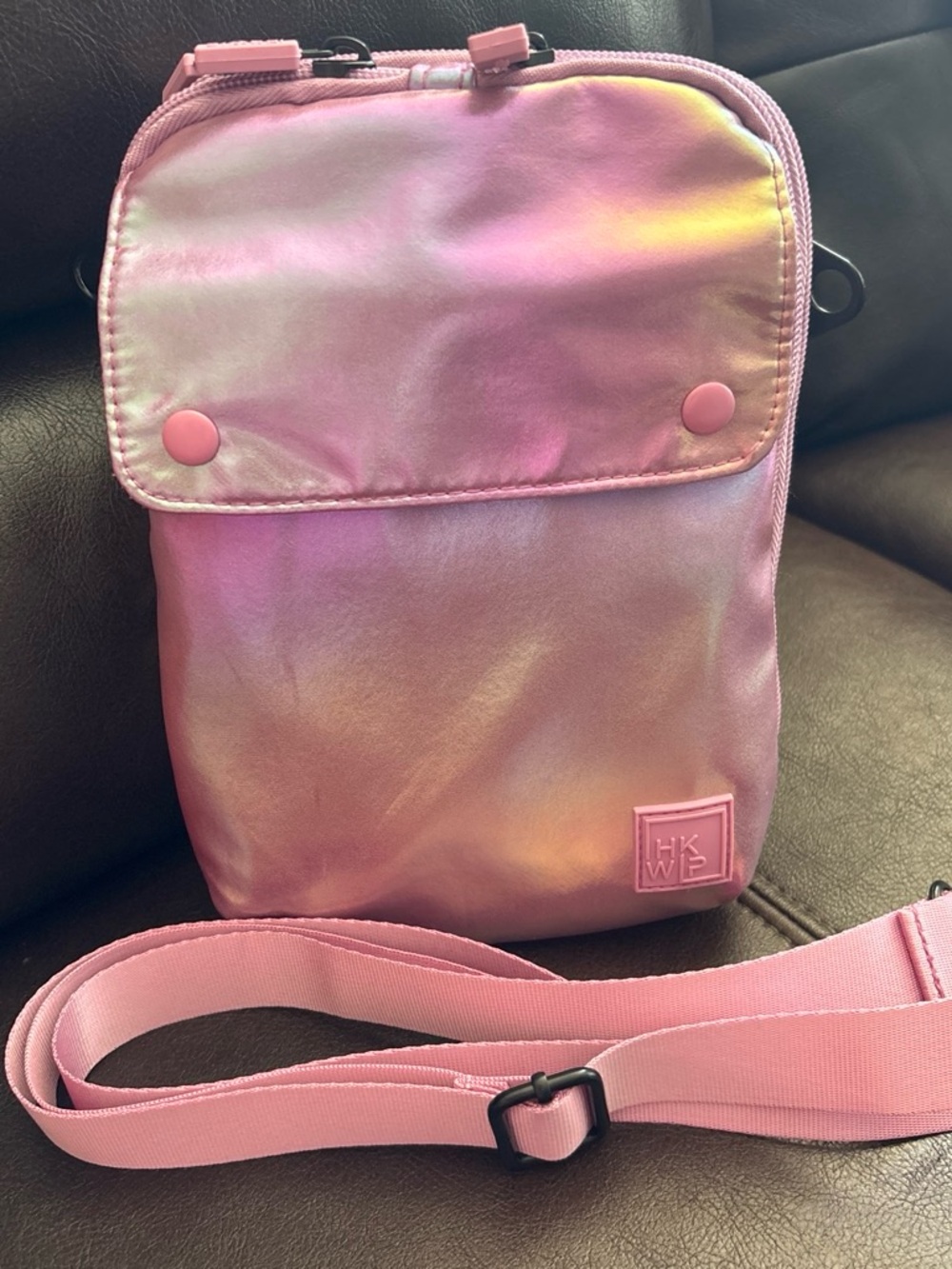 IHKWIP Pink Iridescent Crossbody Bag - Compact Everyday Shoulder Bag